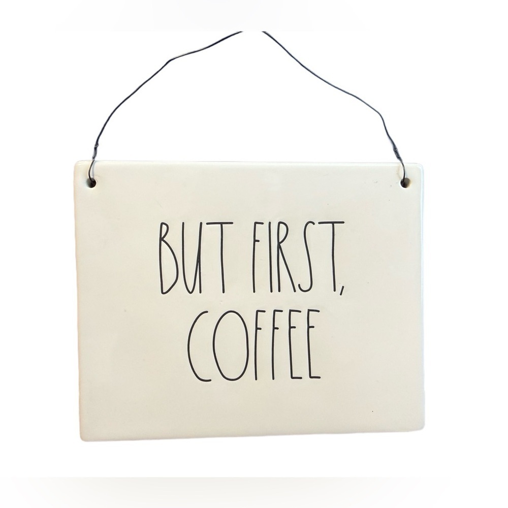 Rae Dunn. Artisan Collection by Magenta 202 Ceramic Wall Decor- But First Coffee